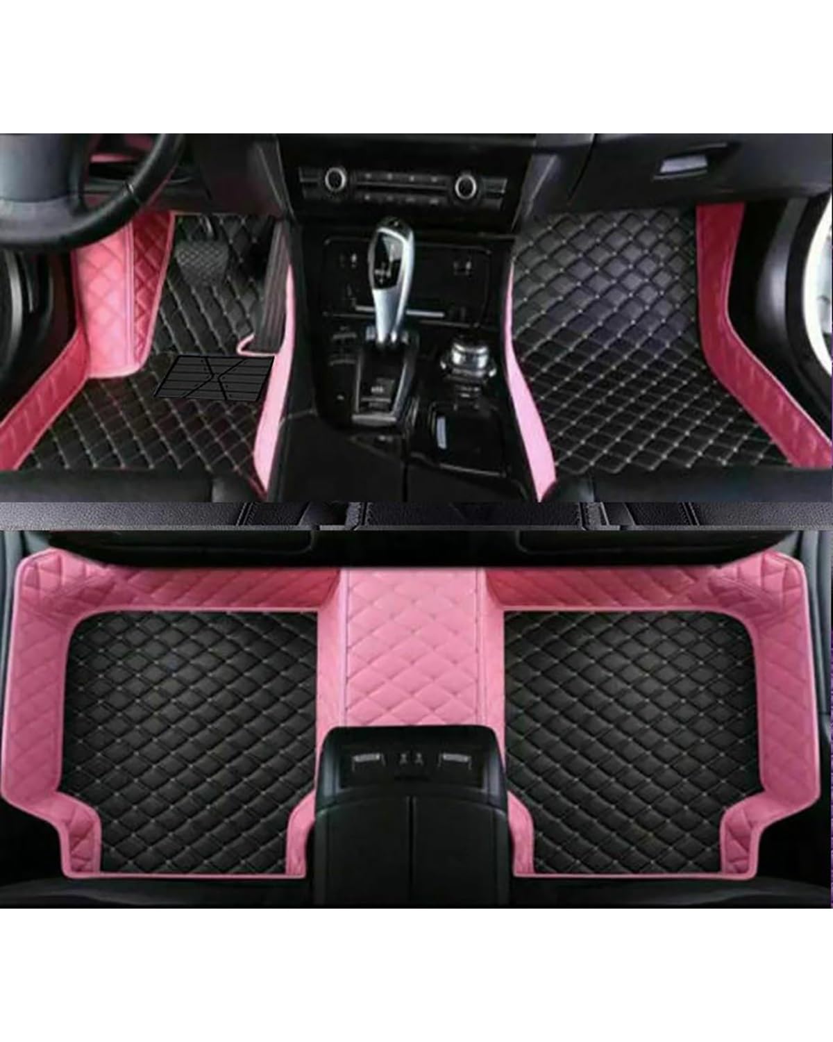 Auto Fussmatte Für Hyundai Für Accent 2006-2011 5 Sitze wasserdichte Volle Abdeckung Liner Innenteppiche Auto-Fußmatten Autofußmatten(Black Pink) von HUYHSD