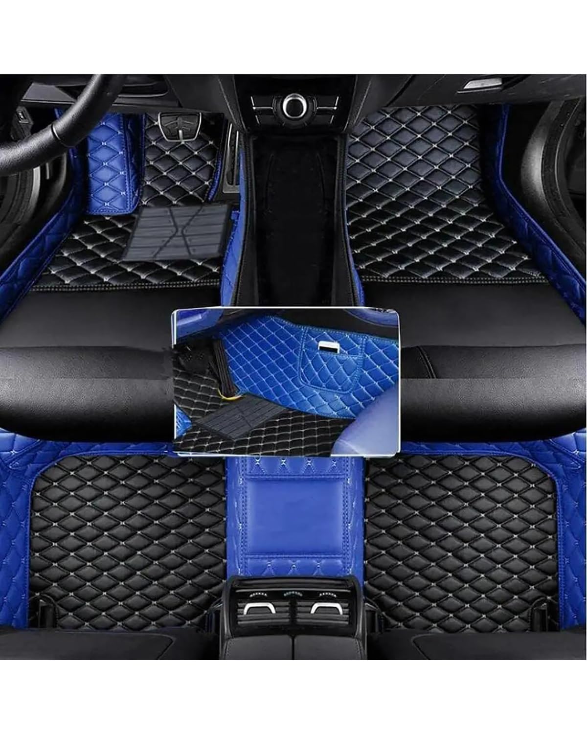 Auto Fussmatte Für Hyundai Für Ix35 2010 2011 2012 2013 2014 Auto-Bodenmatte Wasserdicht Vollständige Abdeckung Innenausstattung Auto-Matten Autofußmatten(Blue) von HUYHSD