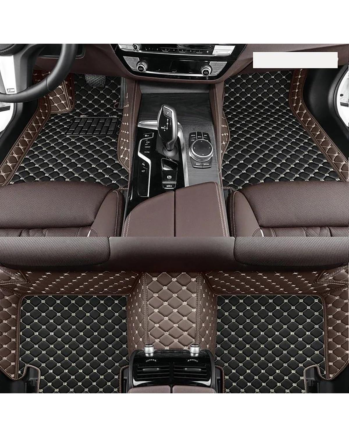 Auto Fussmatte Für Hyundai Für Santa Für Fe Fünf Sitze 2013-2018 Kunstleder Auto Fußmatten Floorliners Teppiche Teppiche Pads Autofußmatten(Black Brown,Right Hand Drive) von HUYHSD