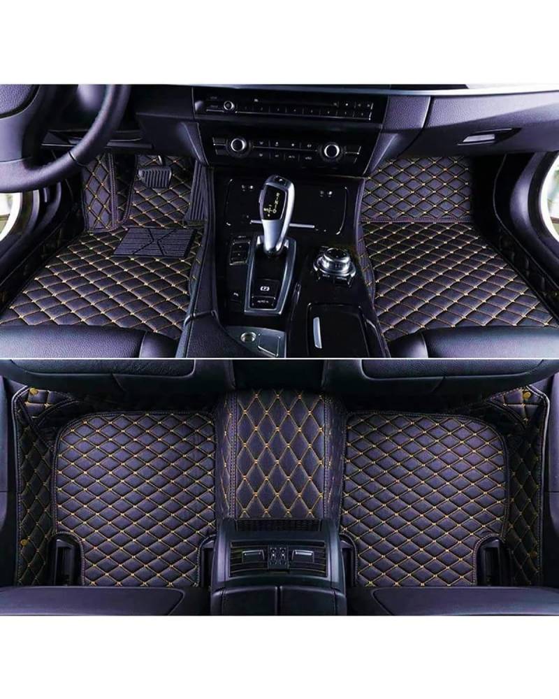 Auto Fussmatte Für Hyundai Für Veloster 2010-2024 5-Sitzer wasserdichte Vollschutzeinlagen Innenteppiche Auto-Fußmatten Autofußmatten(Black Gold Line) von HUYHSD