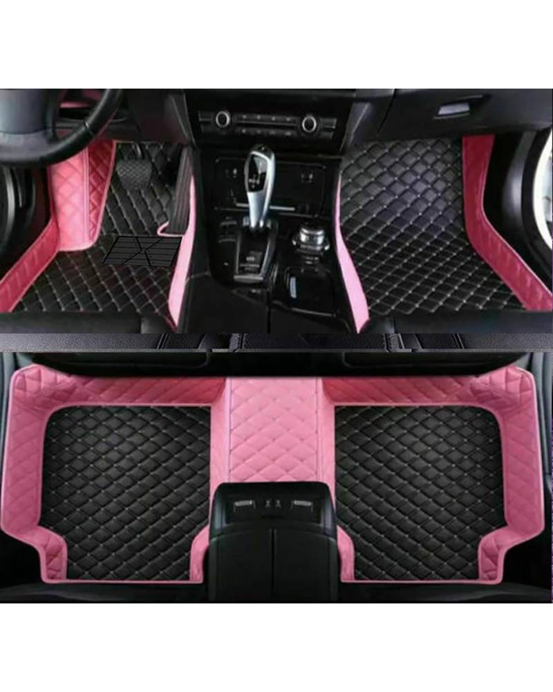 Auto Fussmatte Für Hyundai Für Veloster 2010-2024 5-Sitzer wasserdichte Vollschutzeinlagen Innenteppiche Auto-Fußmatten Autofußmatten(Black Pink) von HUYHSD