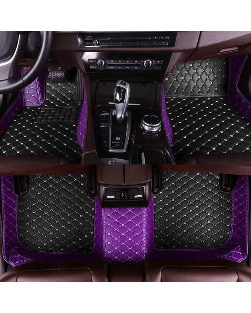 Auto Fussmatte Für Hyundai Für Veloster 2010-2024 5-Sitzer wasserdichte Vollschutzeinlagen Innenteppiche Auto-Fußmatten Autofußmatten(Black Purple) von HUYHSD