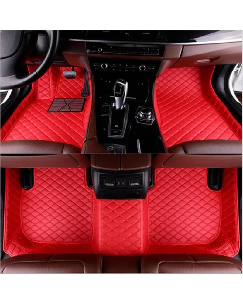 Auto Fussmatte Für Hyundai Für Veloster 2010-2024 5-Sitzer wasserdichte Vollschutzeinlagen Innenteppiche Auto-Fußmatten Autofußmatten(Full Red) von HUYHSD