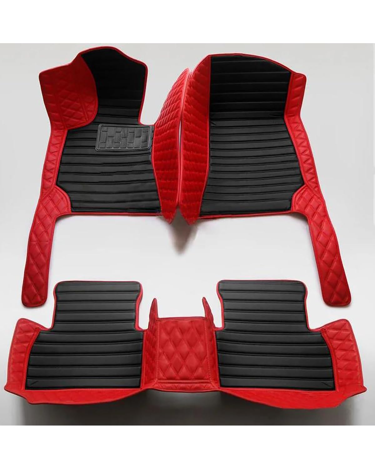 Auto Fussmatte Für Hyundai Für Veloster 2010-2024 5-Sitzer wasserdichte Vollschutzeinlagen Innenteppiche Auto-Fußmatten Autofußmatten(Red Black) von HUYHSD