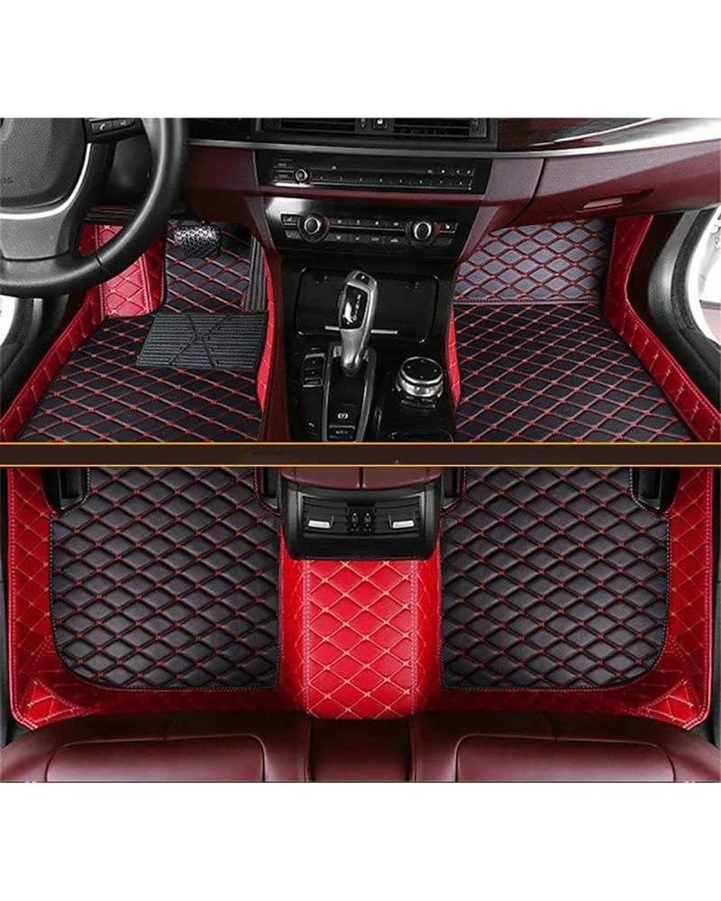 Auto Fussmatte Für Hyundai Für Veloster 2010-2024 5-Sitzer wasserdichte Vollschutzeinlagen Innenteppiche Auto-Fußmatten Autofußmatten(Red and Black) von HUYHSD