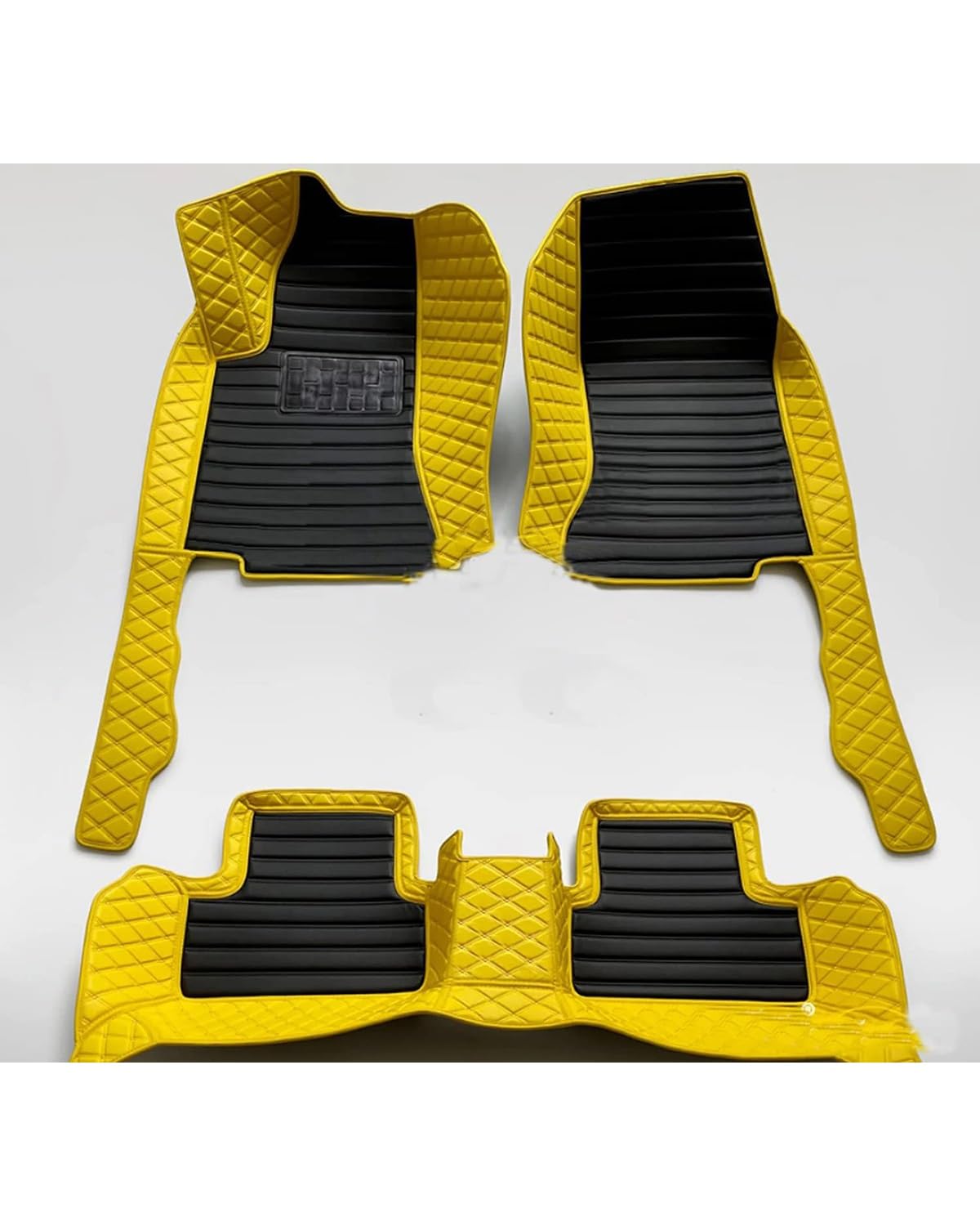 Auto Fussmatte Für Hyundai Für Veloster 2010-2024 5-Sitzer wasserdichte Vollschutzeinlagen Innenteppiche Auto-Fußmatten Autofußmatten(Yellow and Black) von HUYHSD