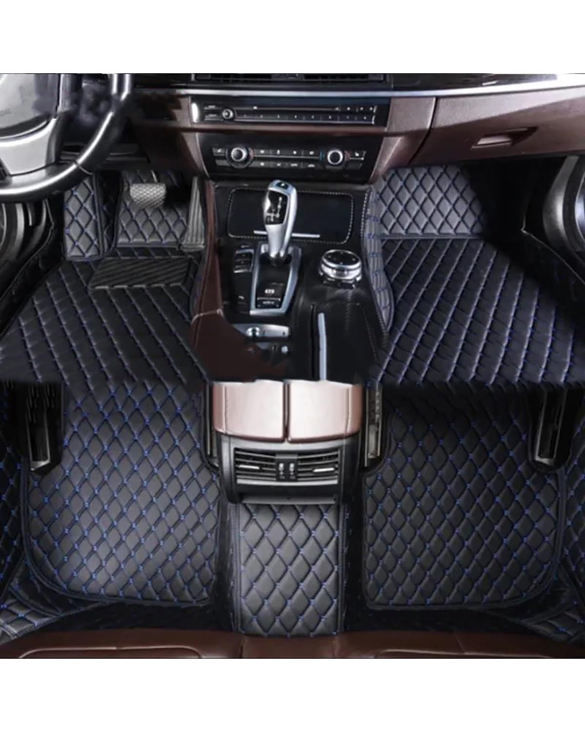 Auto Fussmatte Für Kia Für Forte 2009 2010 2011 2012 2013-2018 Kunstleder Auto Fußmatten Floorliners Teppiche Teppiche Pads Autofußmatten(Black Blue,Left Hand Drive) von HUYHSD