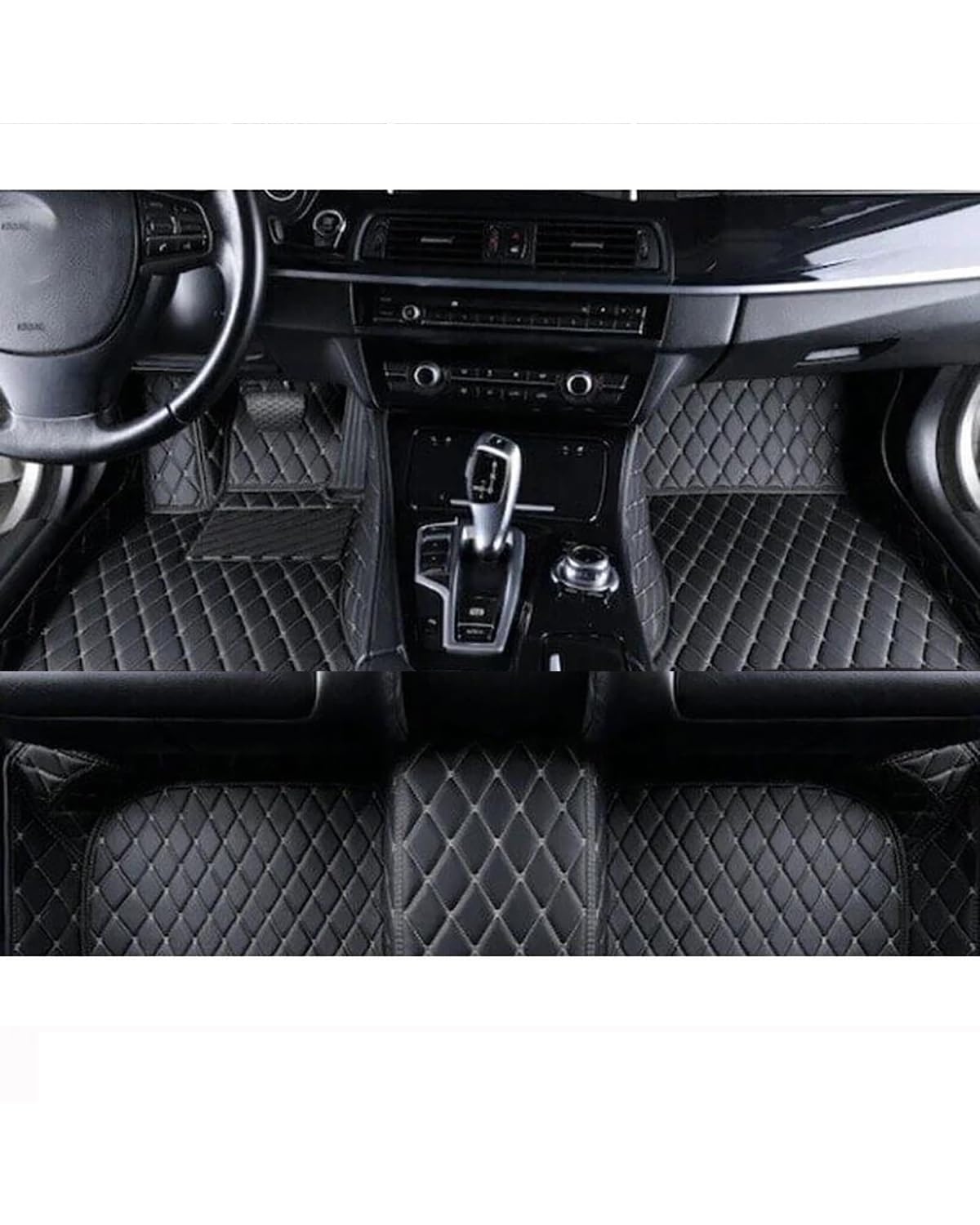 Auto Fussmatte Für Skoda Für Octavia MK3 5E 2023-2013 Kunstleder Auto Fußmatten Floorliners Teppiche Teppiche Pads Innenausstattung Autofußmatten(Black Biege,Left Hand Drive) von HUYHSD