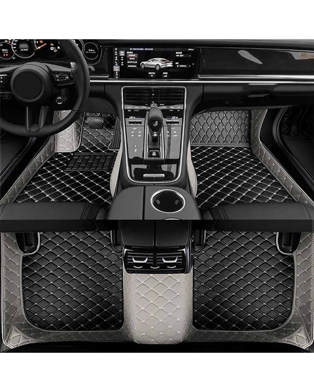 Auto Fussmatte Für Skoda Für Octavia MK3 5E 2023-2013 Kunstleder Auto Fußmatten Floorliners Teppiche Teppiche Pads Innenausstattung Autofußmatten(Black Gray,Right Hand Drive) von HUYHSD