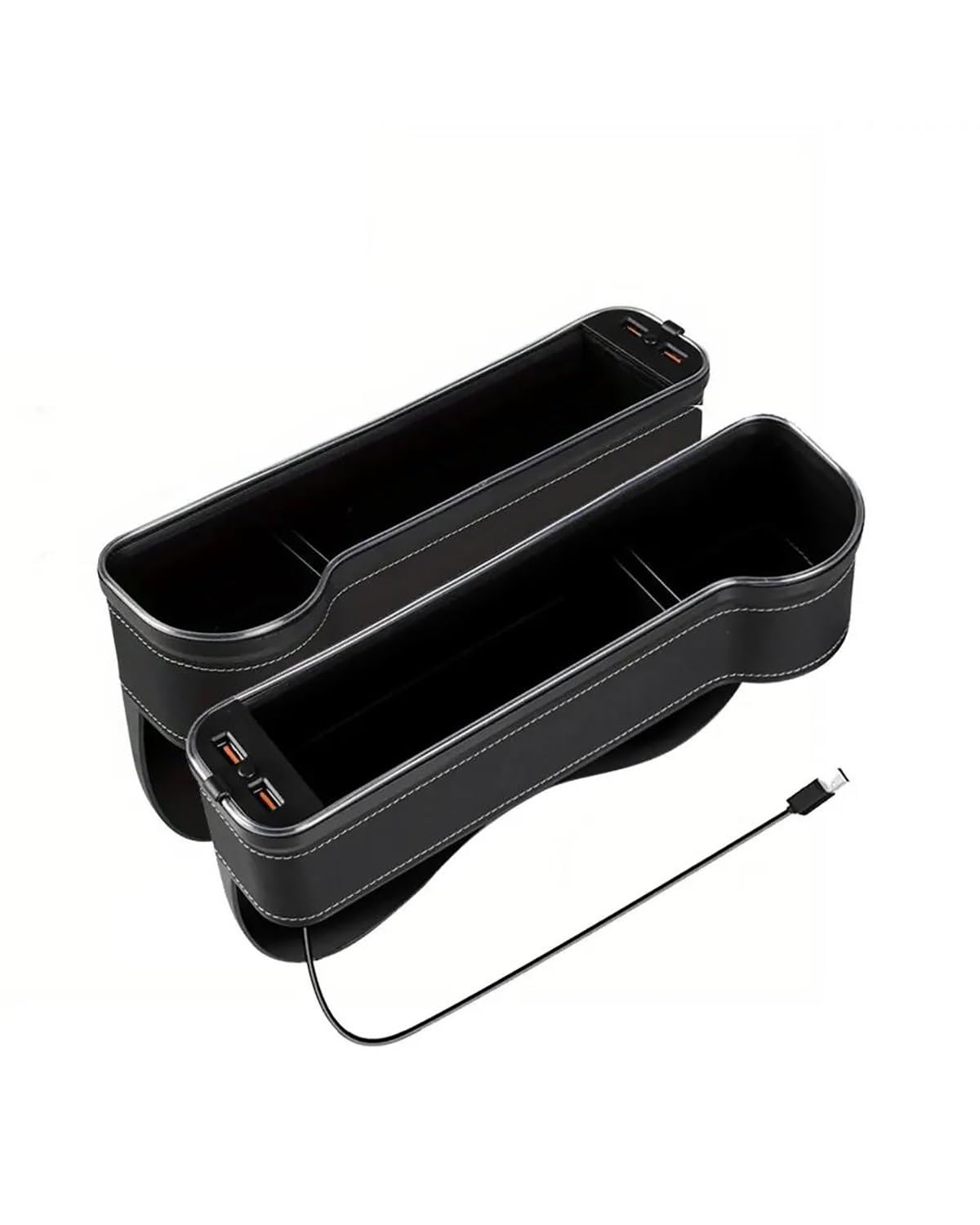 Auto Getränkehalter Autositz-Lückenfüller Getränkehalter Farbwechsel Auto-Lückenaufbewahrungs-Organizer Mit 2 USB Für Ladegerät Autozubehör Auto Getränkehalter für Lüftung(2pc Right Left Black) von HUYHSD