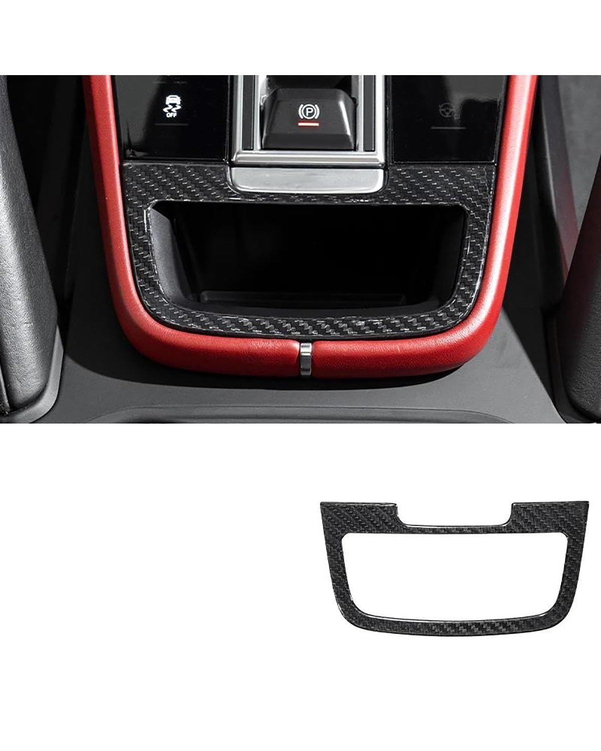 Auto Getränkehalter Für Cayenne 2018-2023 LHD Auto Mittelkonsole Dekoration Trim Real Carbon Fiber Cup Holder Streifen Innenzubehör Auto Getränkehalter für Lüftung(Center Ashtray 1pc) von HUYHSD