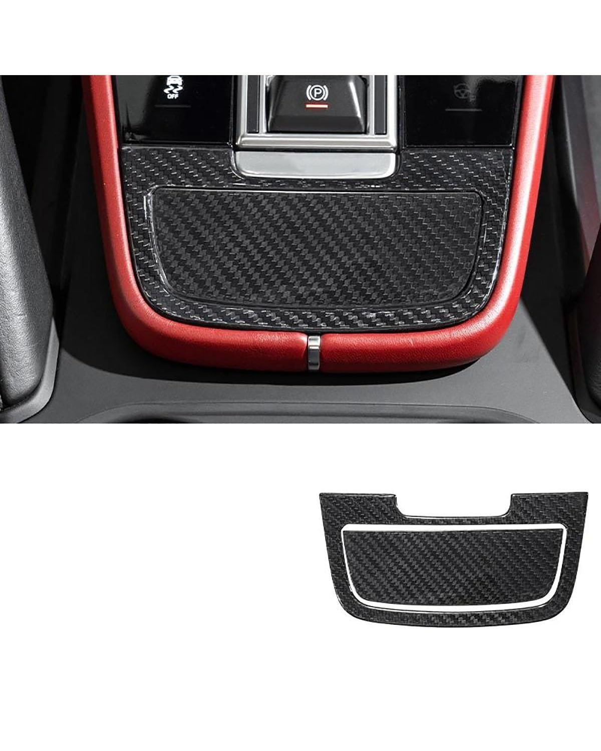 Auto Getränkehalter Für Cayenne 2018-2023 LHD Auto Mittelkonsole Dekoration Trim Real Carbon Fiber Cup Holder Streifen Innenzubehör Auto Getränkehalter für Lüftung(Center Ashtray 2pcs) von HUYHSD