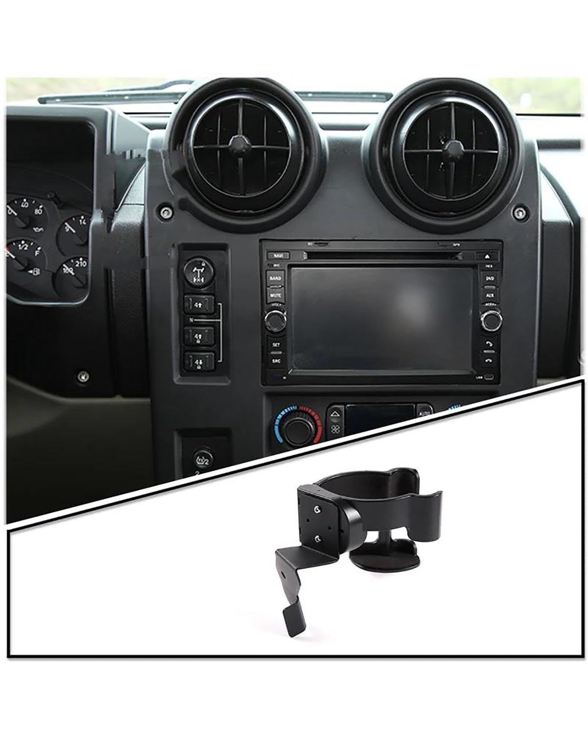 Auto Getränkehalter Für Hummer Für H2 2003-2007 Kohlenstoffstahl Schwarz Auto Handyhalter Wasserbecher GPS-Navigation Multifunktionshalterung Zubehör Auto Getränkehalter für Lüftung(Left Side) von HUYHSD