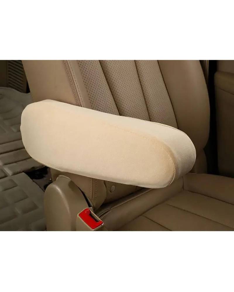 Mittelarmlehne Auto Armlehnenbezug Elastizität Stoff Stoff Auto Mittelkonsole Armlehnenschutz Universal Für Autositze Car Armrest Portable Handle(Beige 1PC) von HUYHSD