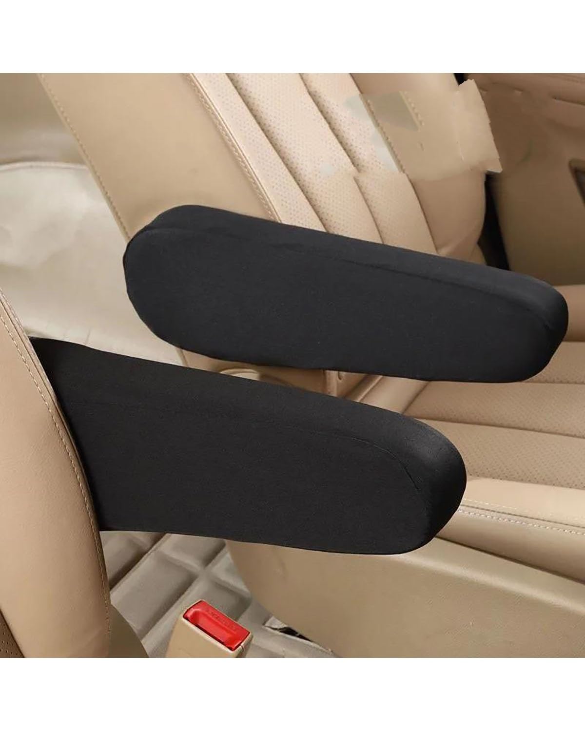 Mittelarmlehne Auto Armlehnenbezug Elastizität Stoff Stoff Auto Mittelkonsole Armlehnenschutz Universal Für Autositze Car Armrest Portable Handle(Black 2PCS) von HUYHSD