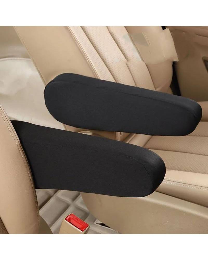 Mittelarmlehne Auto Armlehnenbezug Elastizität Stoff Stoff Auto Mittelkonsole Armlehnenschutz Universal Für Autositze Car Armrest Portable Handle(Black 2PCS) von HUYHSD