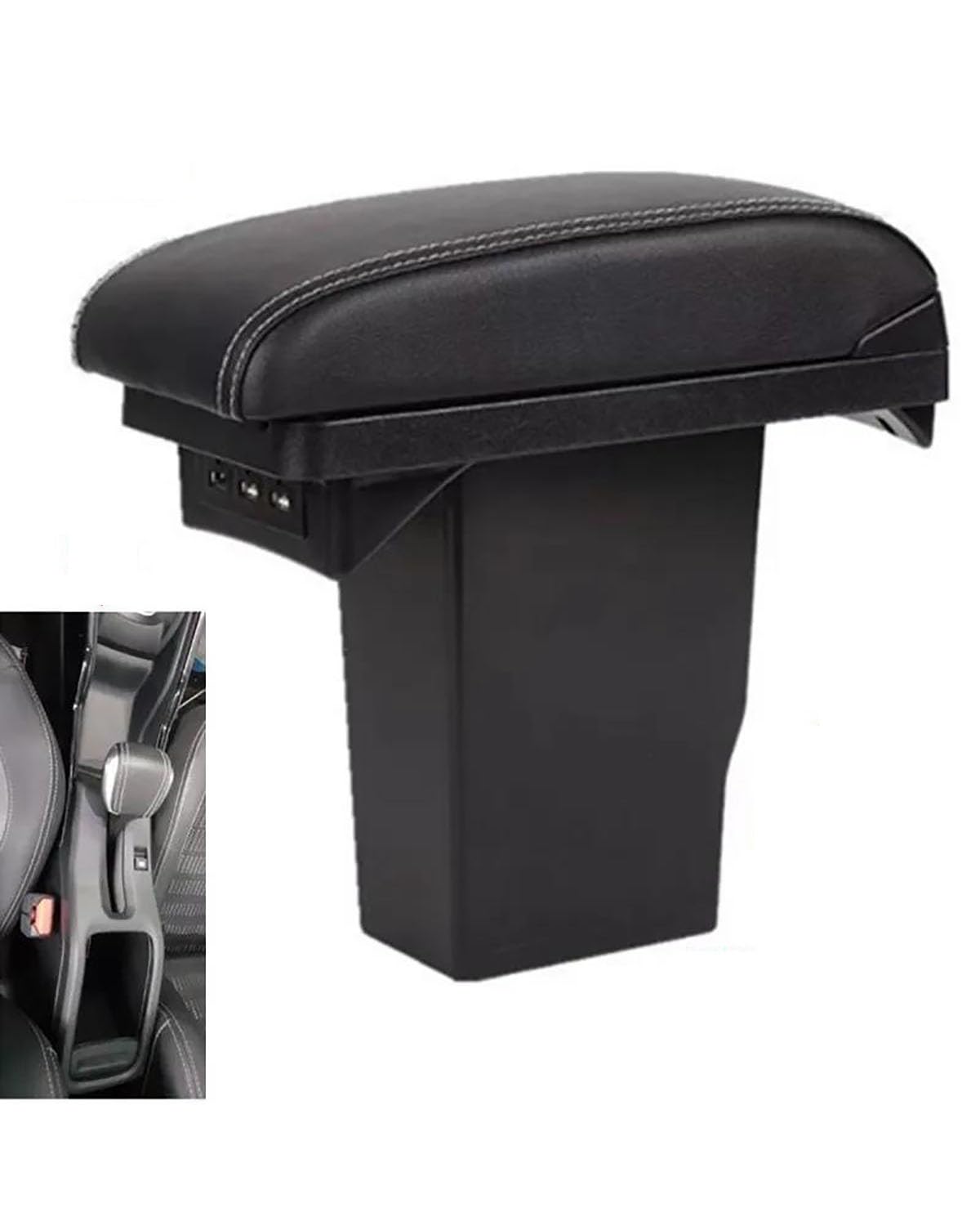 Mittelarmlehne Für 2008-2018 Armlehnenbox Nachrüstteile Innendetails Zentrale Aufbewahrungsbox Autozubehör Spezial Car Armrest Portable Handle(A Black White 3USB) von HUYHSD