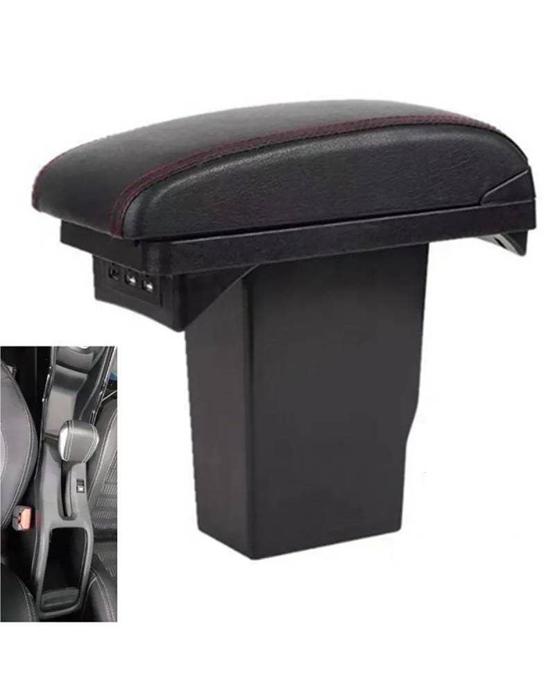 Mittelarmlehne Für 2008-2018 Armlehnenbox Nachrüstteile Innendetails Zentrale Aufbewahrungsbox Autozubehör Spezial Car Armrest Portable Handle(A Black red 3USB) von HUYHSD