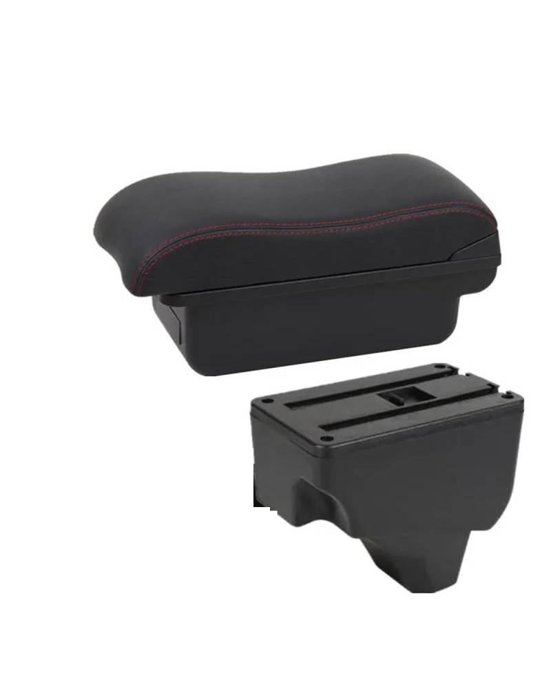 Mittelarmlehne Für 2008 2019-2024 Armlehne Box Lagerung Gewidmet Retrofit Teile Innen Auto Zubehör Car Armrest Portable Handle(A2 Black red NO USB) von HUYHSD