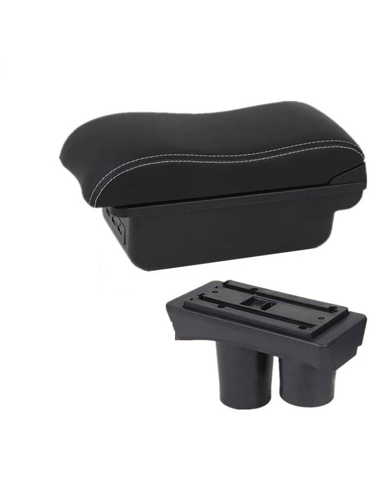 Mittelarmlehne Für C2 Für C3 Armlehnenbox Aufbewahrungsbox Innenteile Spezielle Nachrüstteile Autozubehör Car Armrest Portable Handle(B2 Black White 3USB) von HUYHSD