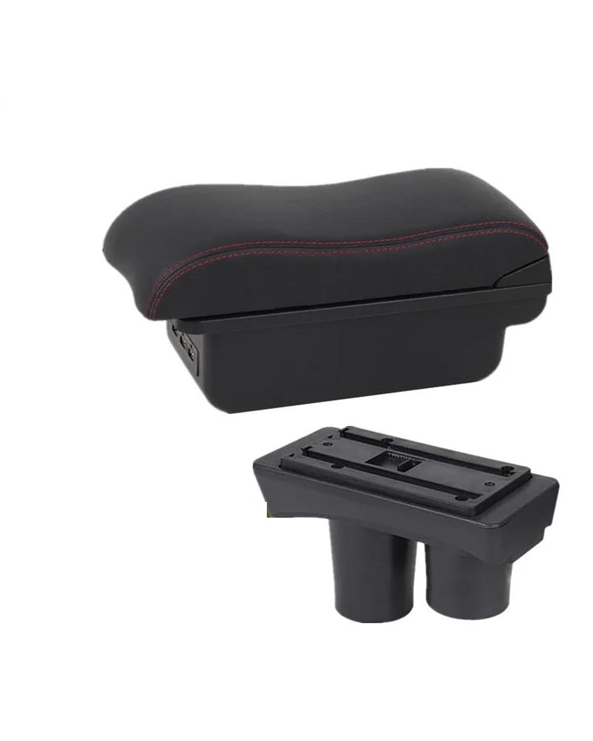 Mittelarmlehne Für C2 Für C3 Armlehnenbox Aufbewahrungsbox Innenteile Spezielle Nachrüstteile Autozubehör Car Armrest Portable Handle(B2 Black red 3USB) von HUYHSD