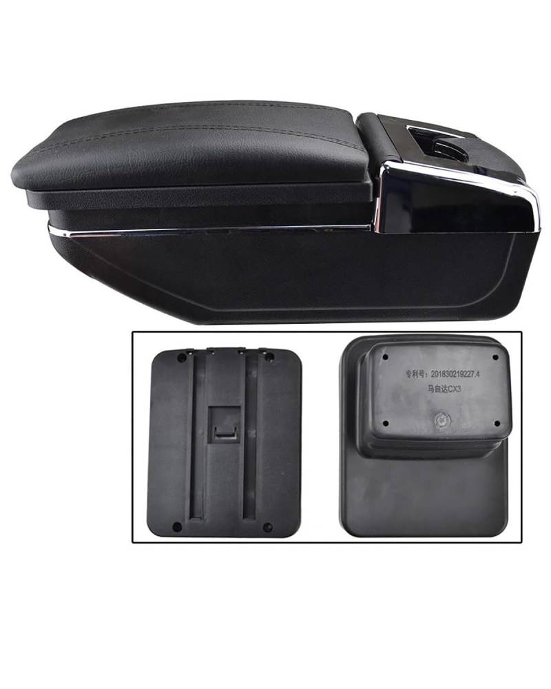 Mittelarmlehne Für CX-3 2015 2016 2017 2018 Armlehne Armlehne Drehbare Mittelkonsole Aufbewahrungsbox Car Armrest Portable Handle(Black Thread) von HUYHSD