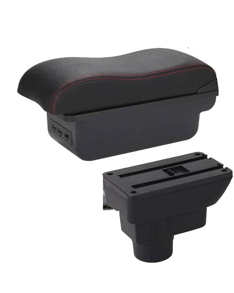 Mittelarmlehne Für Corsa DA 2011 2012 2013 2014 2015 2016 2017 2018 2019 Auto Armlehne Box Auto Lagerung Box Einfache Innen Car Armrest Portable Handle(B1 Black red 3USB) von HUYHSD