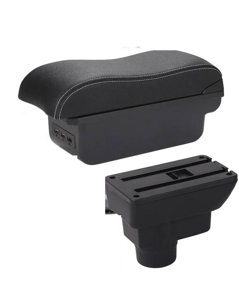 Mittelarmlehne Für Corsa DA 2011 2012 2013 2014 2015 2016 2017 2018 2019 Auto Armlehne Box Auto Lagerung Box Einfache Innen Car Armrest Portable Handle(B3 Black White 3USB) von HUYHSD