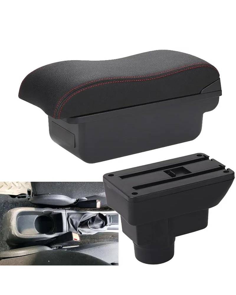 Mittelarmlehne Für Corsa DA 2011 2012 2013 2014 2015 2016 2017 2018 2019 Auto Armlehne Box Auto Lagerung Box Einfache Innen Car Armrest Portable Handle(C1 Black red NO USB) von HUYHSD