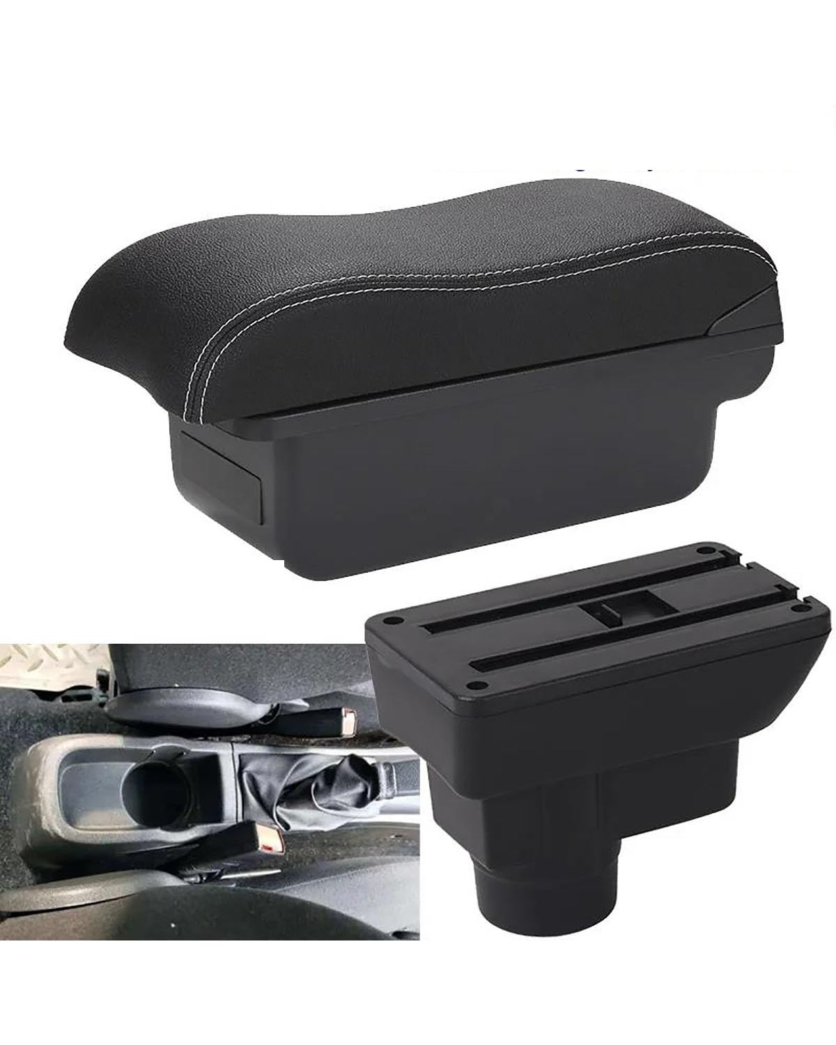 Mittelarmlehne Für Corsa DA 2011 2012 2013 2014 2015 2016 2017 2018 2019 Auto Armlehne Box Auto Lagerung Box Einfache Innen Car Armrest Portable Handle(C3 Black White NOUSB) von HUYHSD