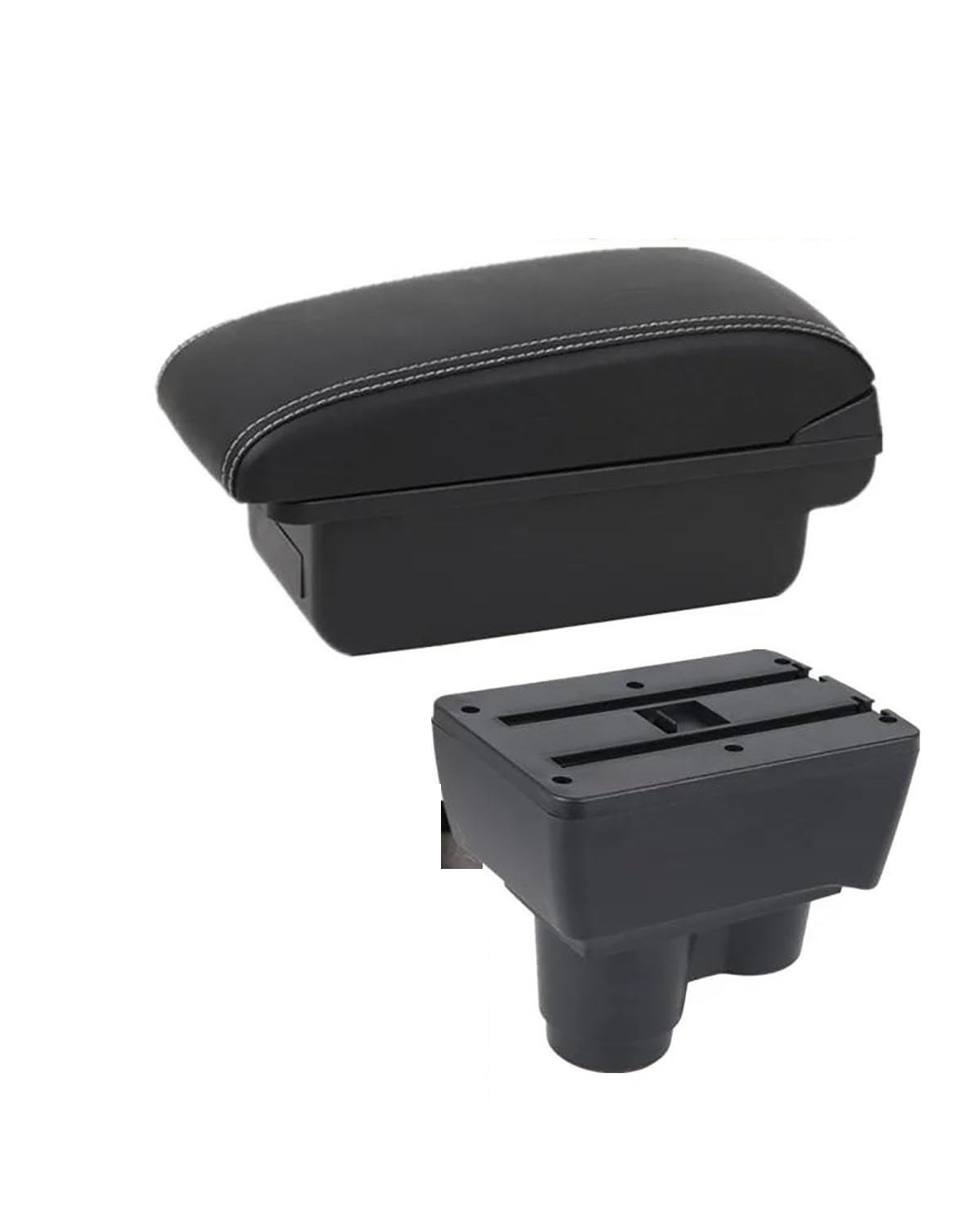 Mittelarmlehne Für Dacia Armlehne Box 2019 2020 2021 2022 2023 2024 Lagerung Box Gewidmet Nachrüstung Innen Auto Zubehör Car Armrest Portable Handle(A1 Black White NOUSB) von HUYHSD