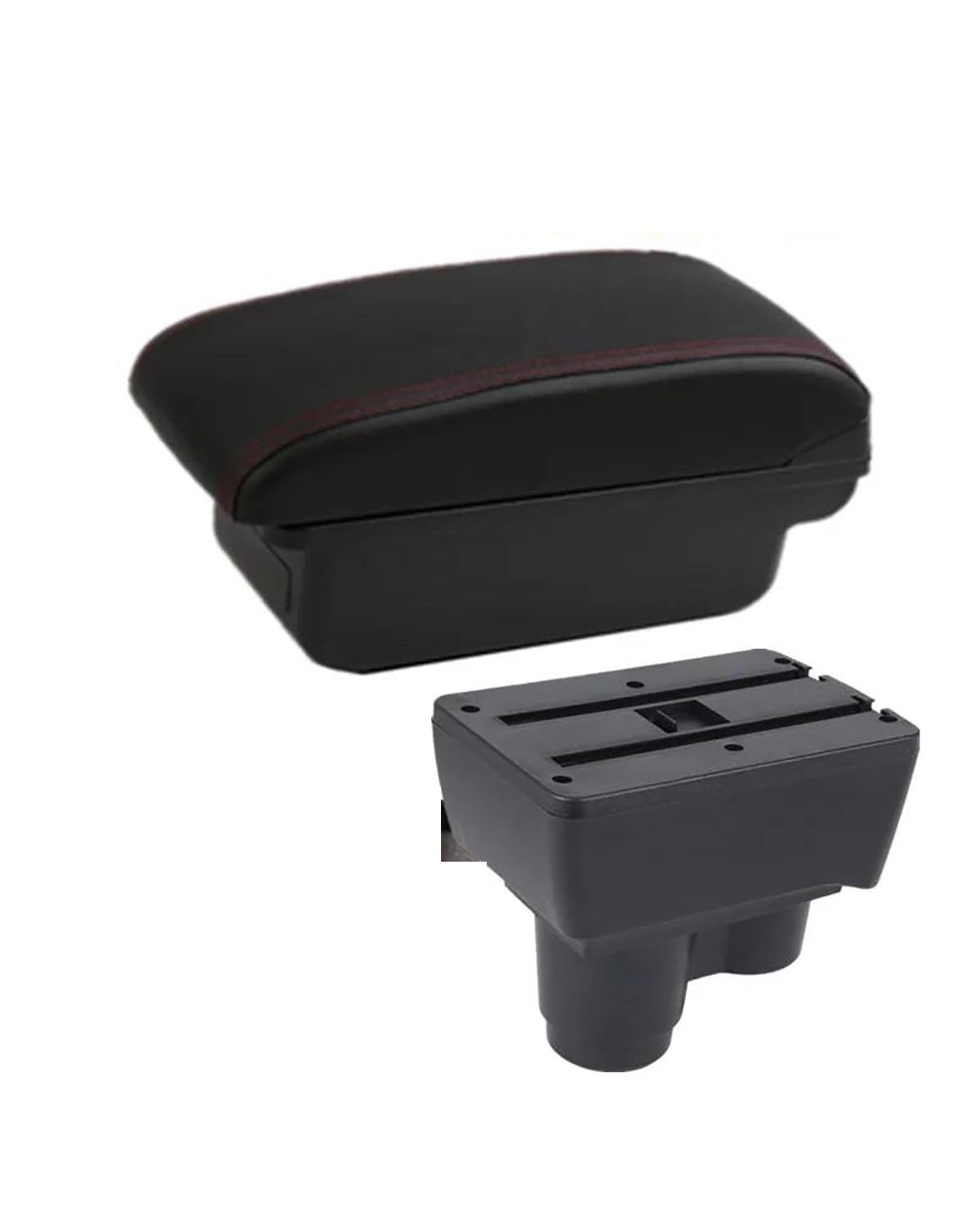 Mittelarmlehne Für Dacia Armlehne Box 2019 2020 2021 2022 2023 2024 Lagerung Box Gewidmet Nachrüstung Innen Auto Zubehör Car Armrest Portable Handle(A1 Black red NO USB) von HUYHSD