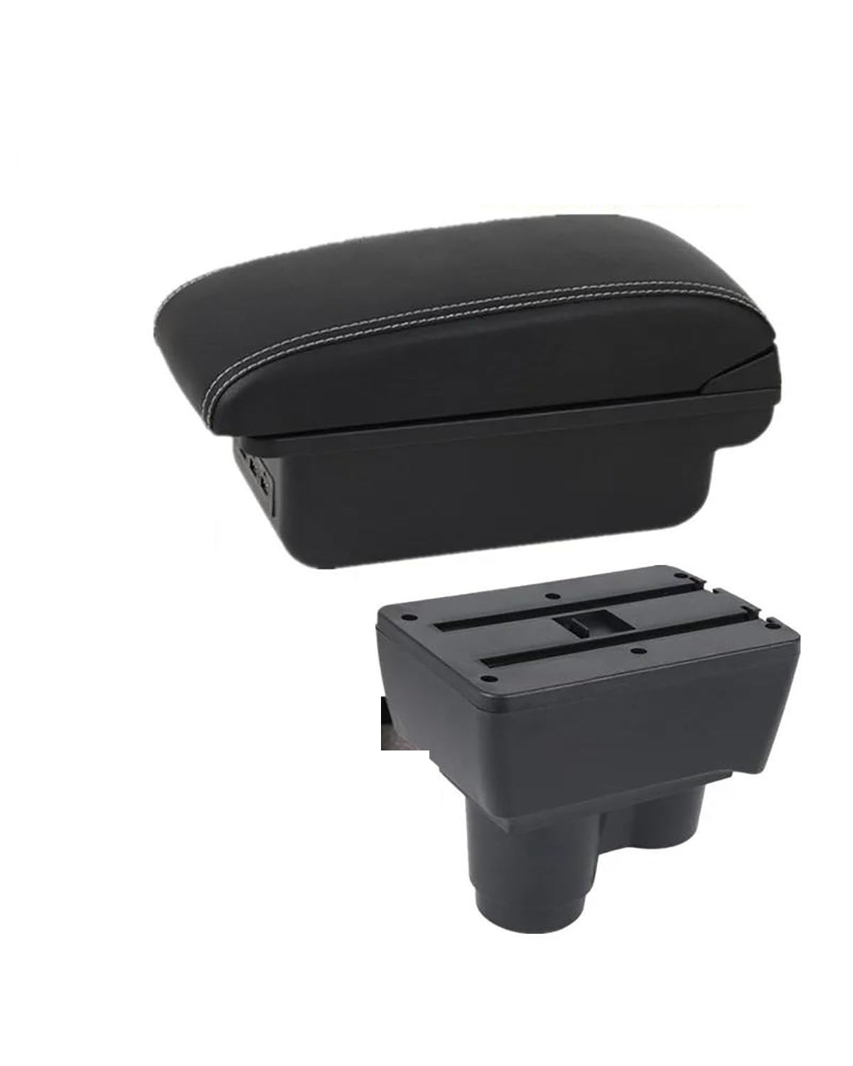 Mittelarmlehne Für Dacia Armlehne Box 2019 2020 2021 2022 2023 2024 Lagerung Box Gewidmet Nachrüstung Innen Auto Zubehör Car Armrest Portable Handle(B1 Black White 3USB) von HUYHSD