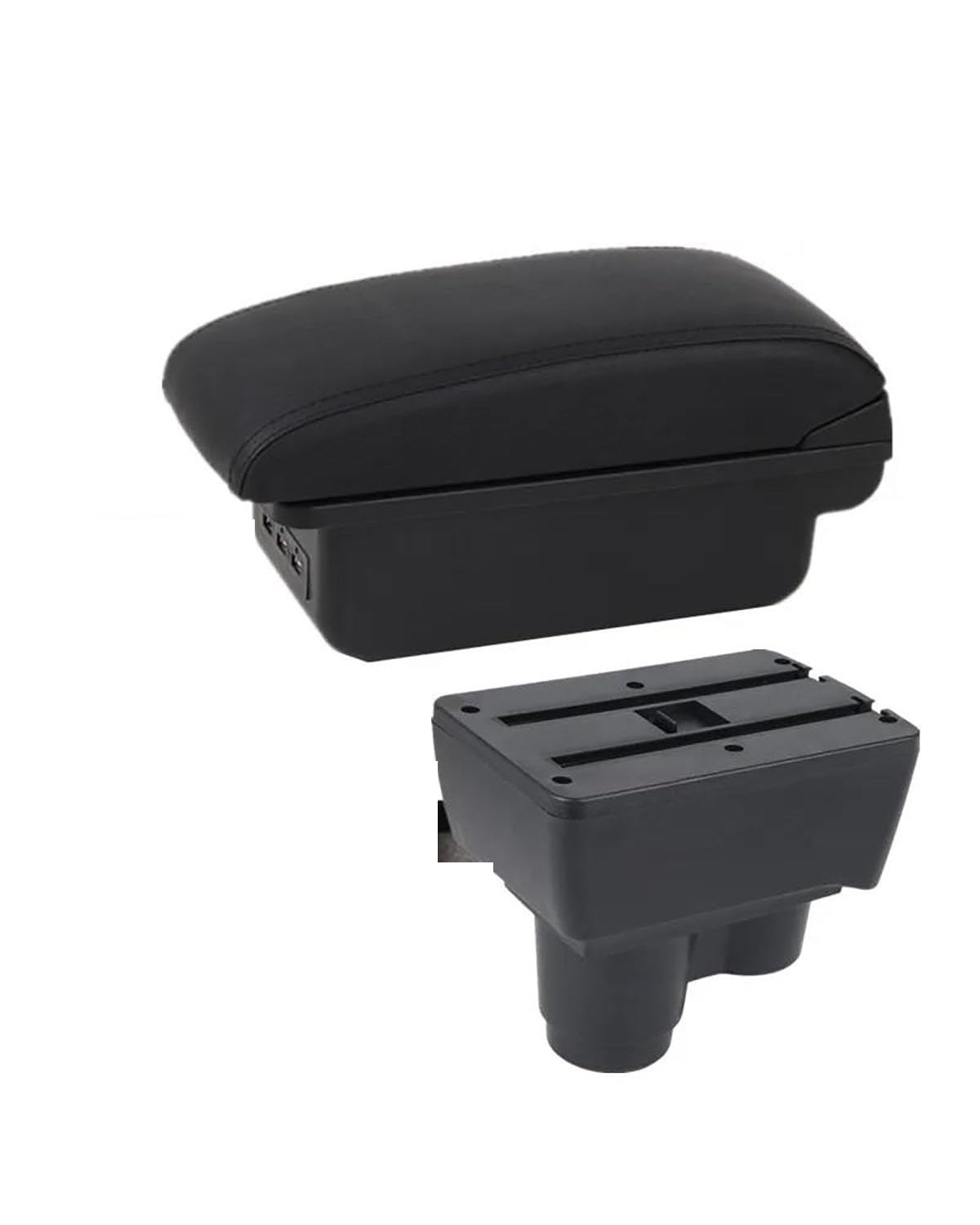 Mittelarmlehne Für Dacia Armlehne Box 2019 2020 2021 2022 2023 2024 Lagerung Box Gewidmet Nachrüstung Innen Auto Zubehör Car Armrest Portable Handle(B1 Black line 3USB) von HUYHSD