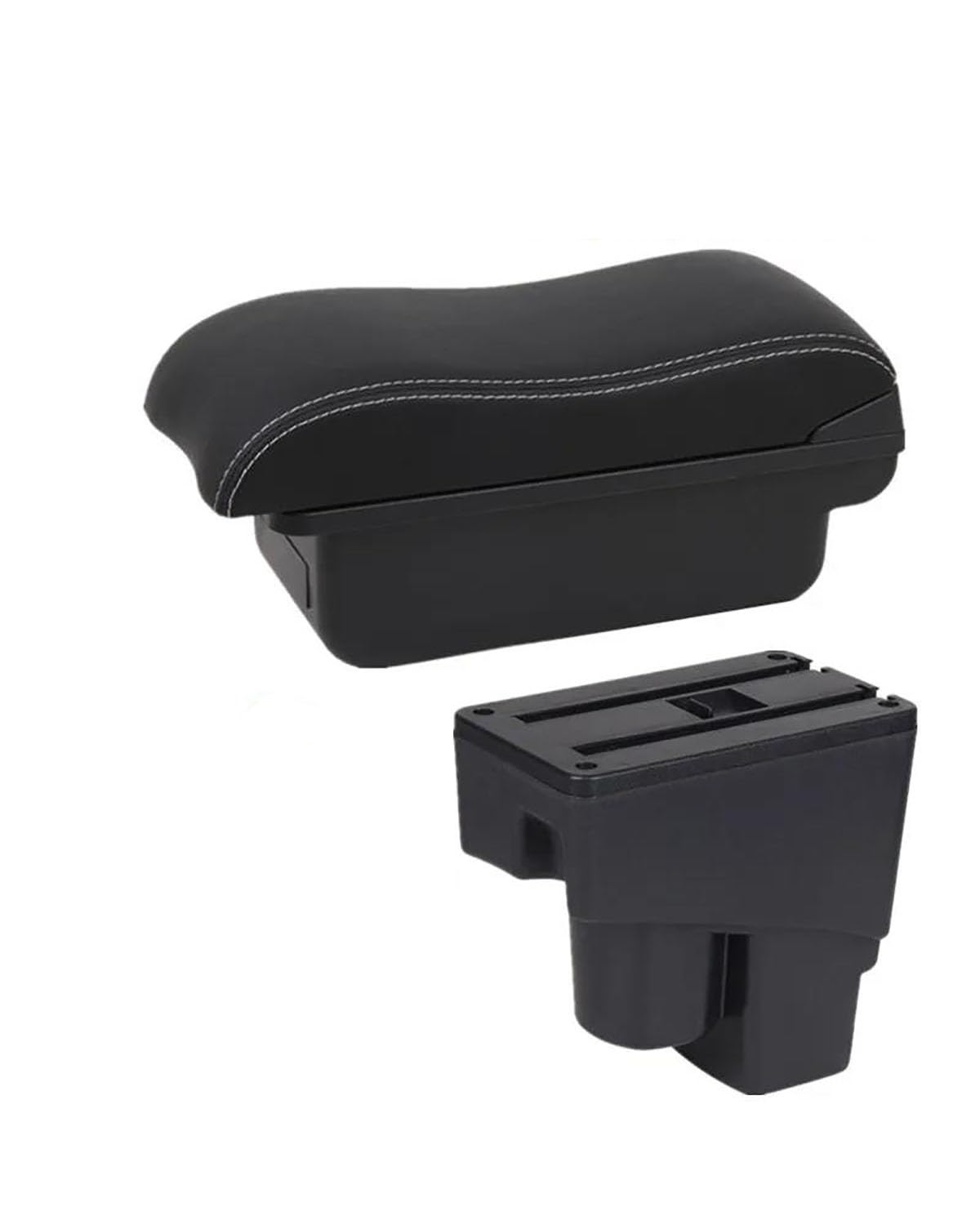 Mittelarmlehne Für Fit Für Jazz Armlehnenbox 2002 2003 2004 2005 2006 2007 Aufbewahrungsbox Spezielles Autozubehör Car Armrest Portable Handle(A2 Black White NOUSB) von HUYHSD