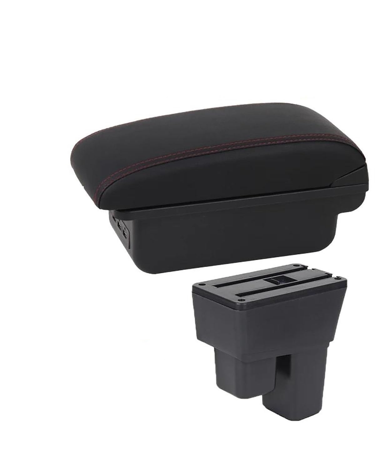 Mittelarmlehne Für Fit Jazz 2 Auto Armlehne Box 2008 2009 2010 2011 2012 2013 Lagerung Box Auto Zubehör Car Armrest Portable Handle(B2 Red line 3 USB) von HUYHSD