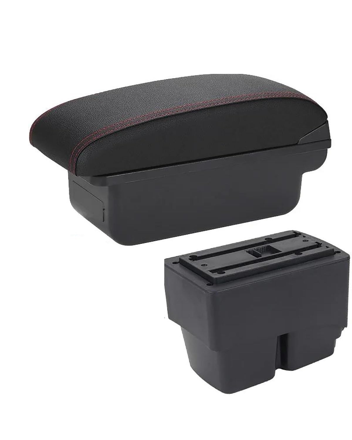 Mittelarmlehne Für Ford Für Fiesta MK7 2009 2010 2011 2012-2019Armlehne Box Auto Armlehne Lagerung Box Innen Details Zubehör Car Armrest Portable Handle(C1 Black red NO USB) von HUYHSD