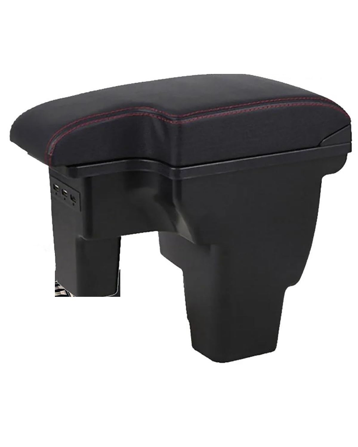 Mittelarmlehne Für Ford Für Focus III MK3 2010-2020 Auto Armlehne Auto Zubehör Lagerung Box Innen Details Car Armrest Portable Handle(A1 Black red Leather) von HUYHSD