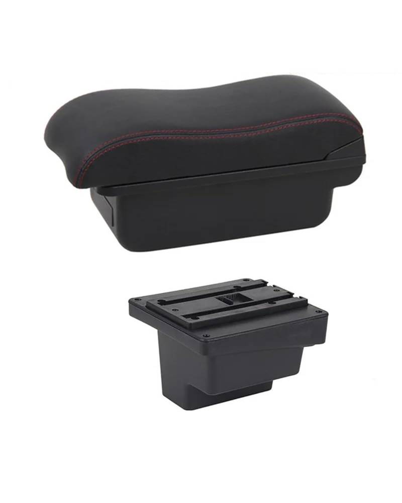 Mittelarmlehne Für Für L Auto Mittelkonsole Erweiterbare Aufbewahrungsbox USB Auto Armlehne Box Car Armrest Portable Handle(B2 Red Line) von HUYHSD