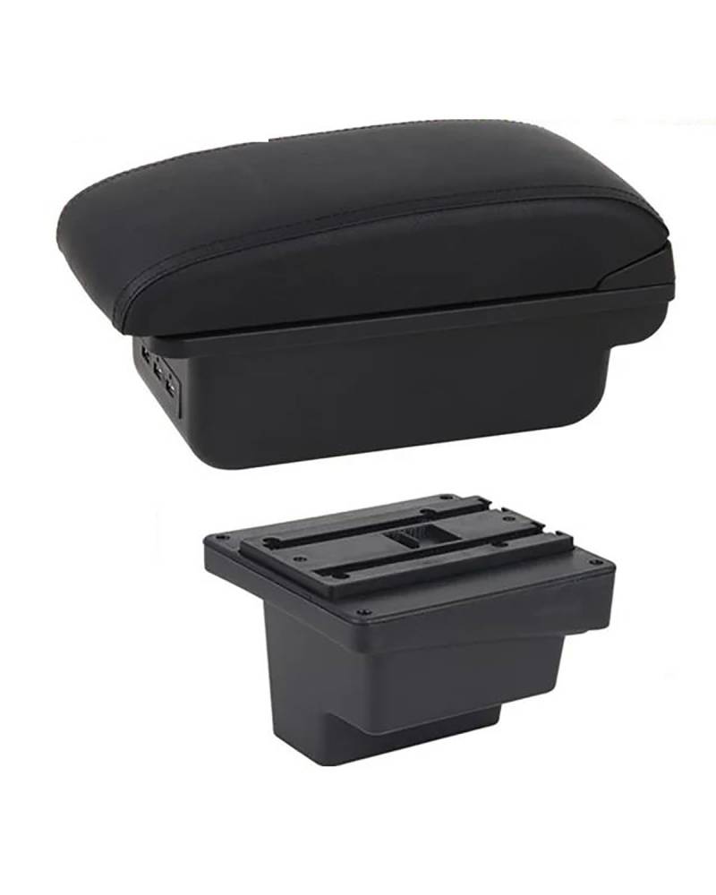 Mittelarmlehne Für Für L Auto Mittelkonsole Erweiterbare Aufbewahrungsbox USB Auto Armlehne Box Car Armrest Portable Handle(C1 Black Line) von HUYHSD