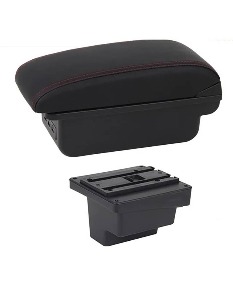 Mittelarmlehne Für Für L Auto Mittelkonsole Erweiterbare Aufbewahrungsbox USB Auto Armlehne Box Car Armrest Portable Handle(C1 Red Line) von HUYHSD