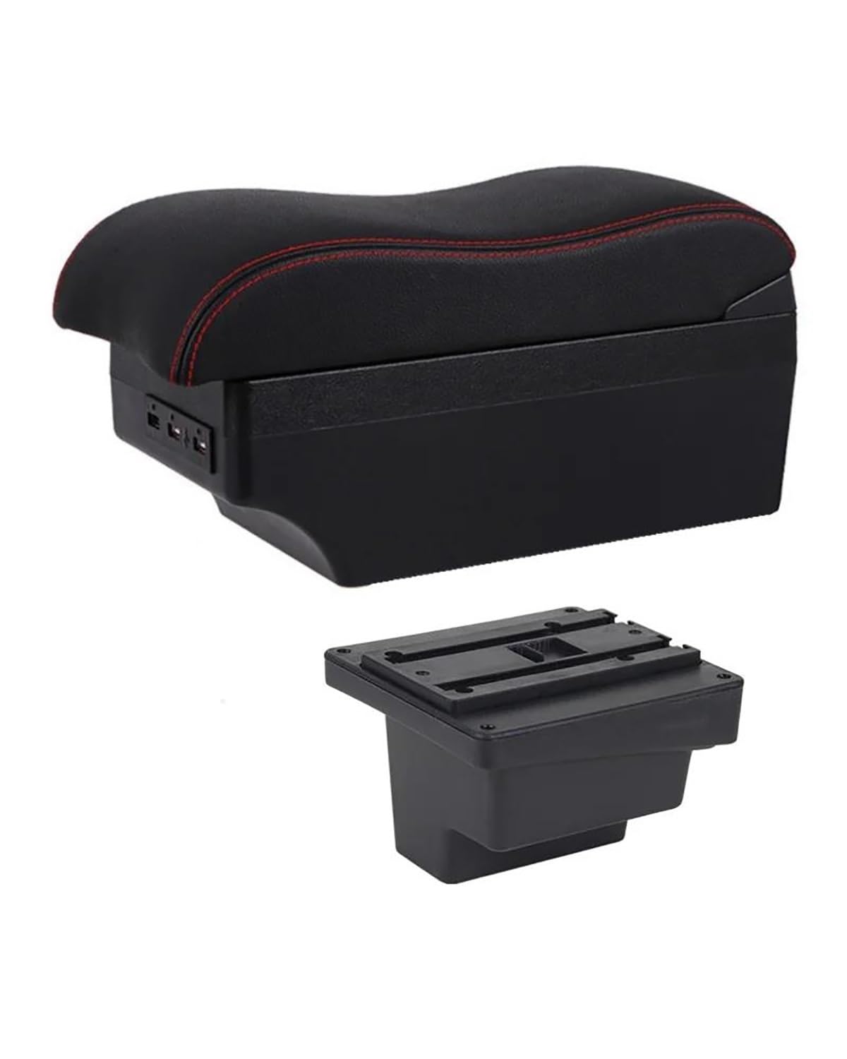 Mittelarmlehne Für Für L Auto Mittelkonsole Erweiterbare Aufbewahrungsbox USB Auto Armlehne Box Car Armrest Portable Handle(C2 Red Linea) von HUYHSD