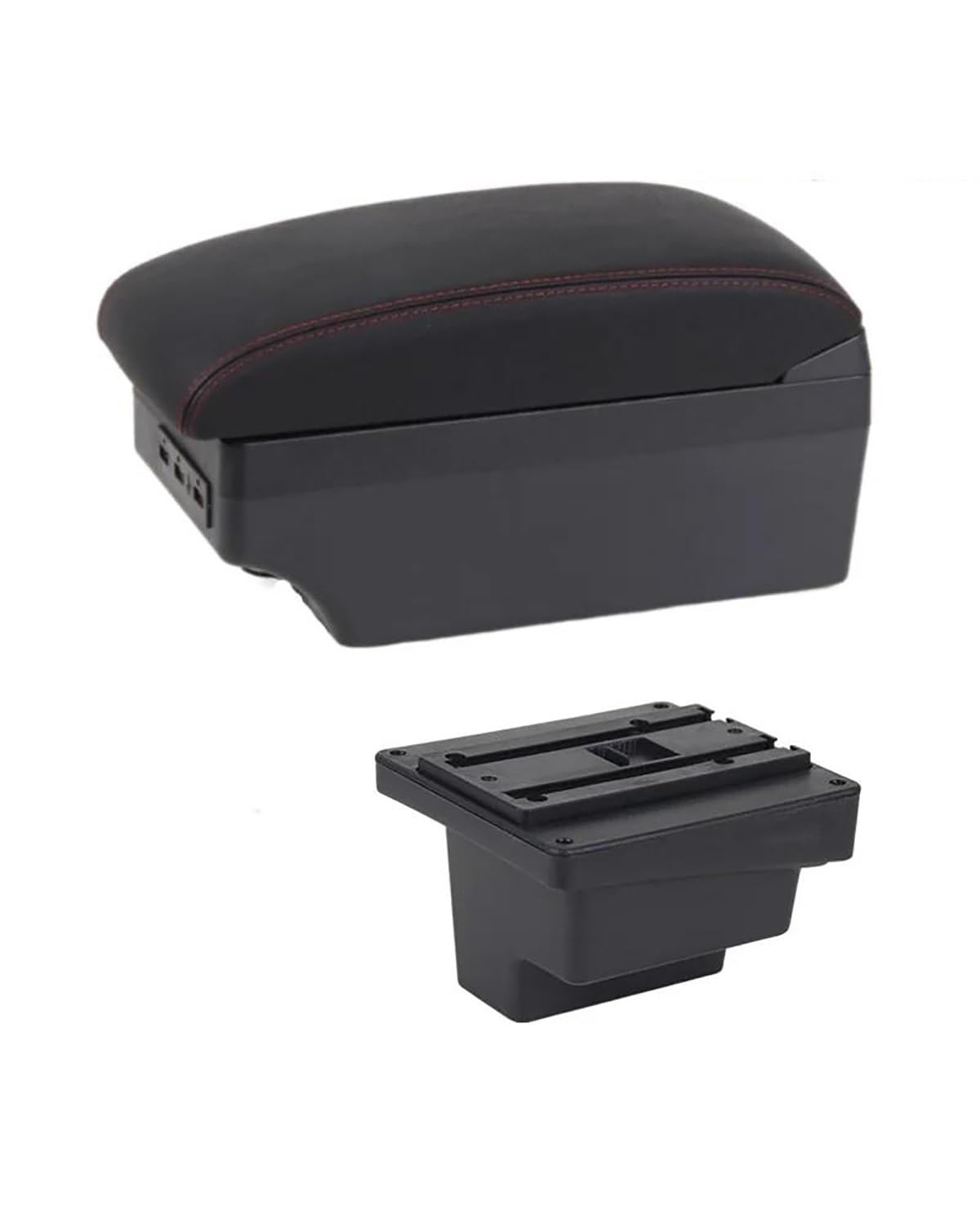 Mittelarmlehne Für Für L Auto Mittelkonsole Erweiterbare Aufbewahrungsbox USB Auto Armlehne Box Car Armrest Portable Handle(E1 Red Line) von HUYHSD