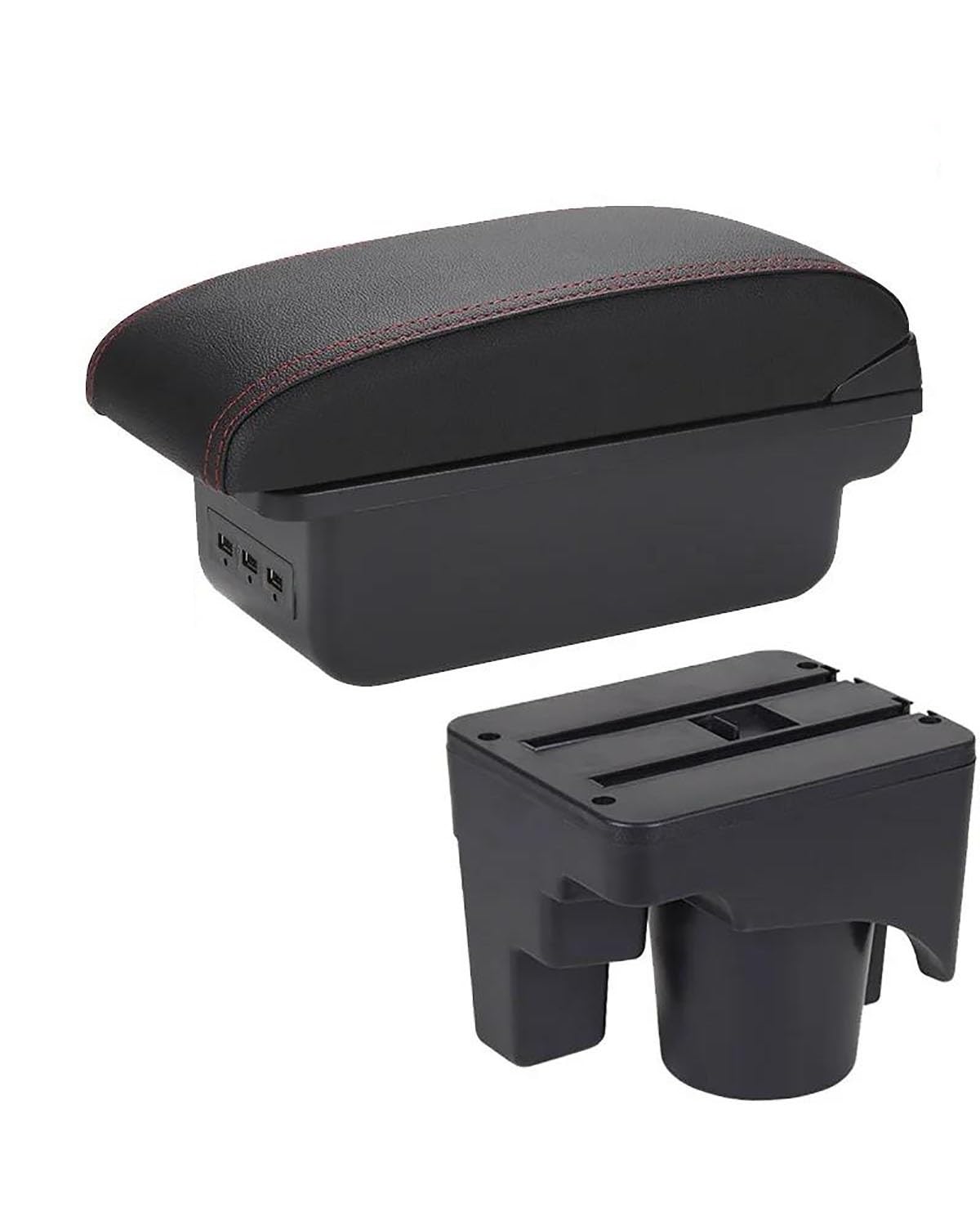 Mittelarmlehne Für Golf Für 6 5 Mk6 MK5 Für Jetta 5 Sagitar 2012-2019 Armlehne Box Auto armlehne Lagerung Box Innen Details Car Armrest Portable Handle(B1 Black red 3USB) von HUYHSD