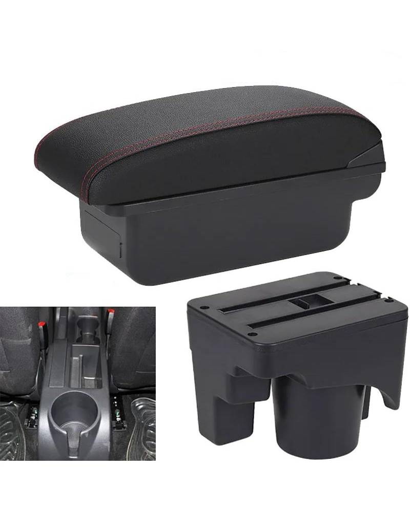 Mittelarmlehne Für Golf Für 6 5 Mk6 MK5 Für Jetta 5 Sagitar 2012-2019 Armlehne Box Auto armlehne Lagerung Box Innen Details Car Armrest Portable Handle(C1 Black red NO USB) von HUYHSD