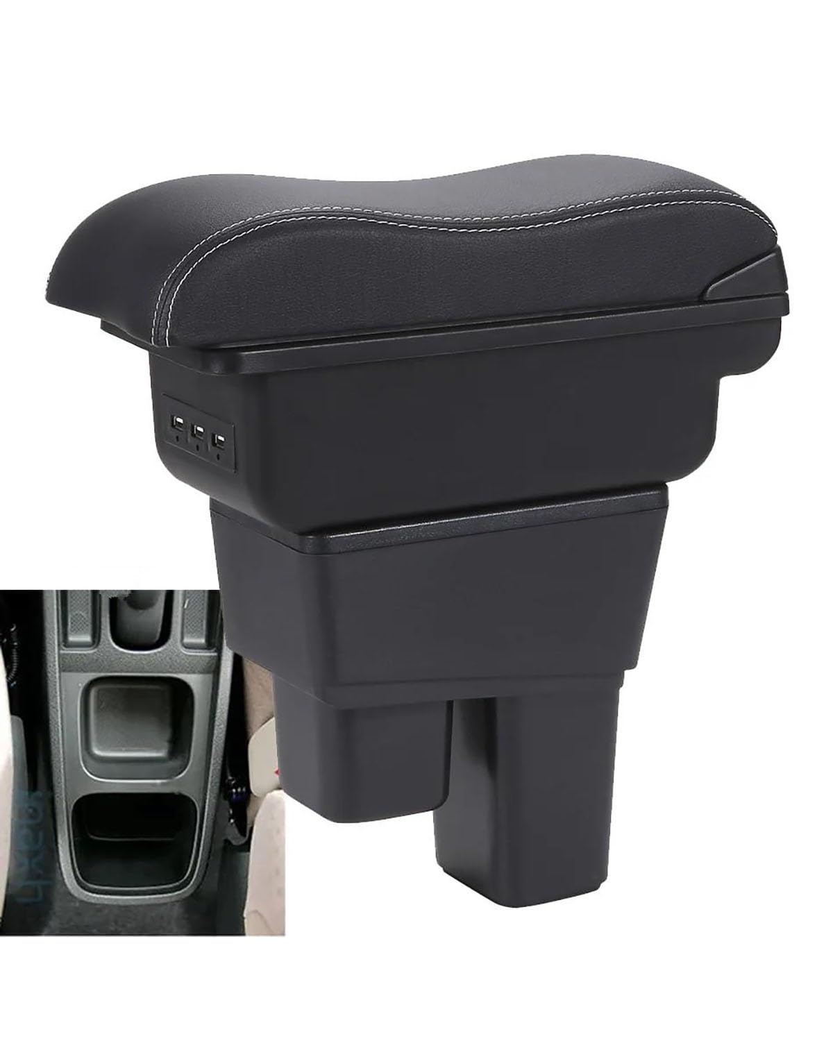 Mittelarmlehne Für Jazz 2 Auto Armlehne Box 2008 2009 2010 2011 2012 2013-2019 Lagerung Box Gebogene Oberfläche Synthetisches Material Car Armrest Portable Handle(B1 Black red 3USB) von HUYHSD