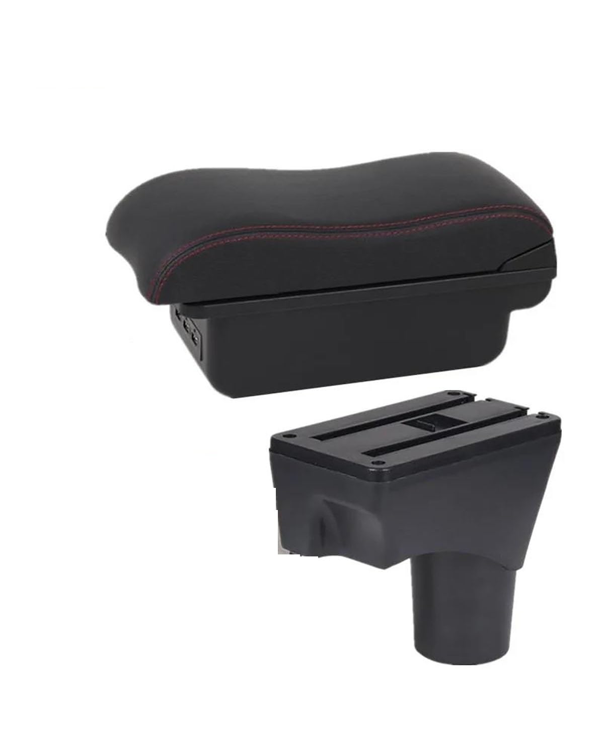 Mittelarmlehne Für Micra K13 MK4 IV Sunny 2010 2011 2012 2013 2014 2015 2016 2017-2023 Armlehne Box Konsole Car Armrest Portable Handle(B2 Black red 3USB) von HUYHSD