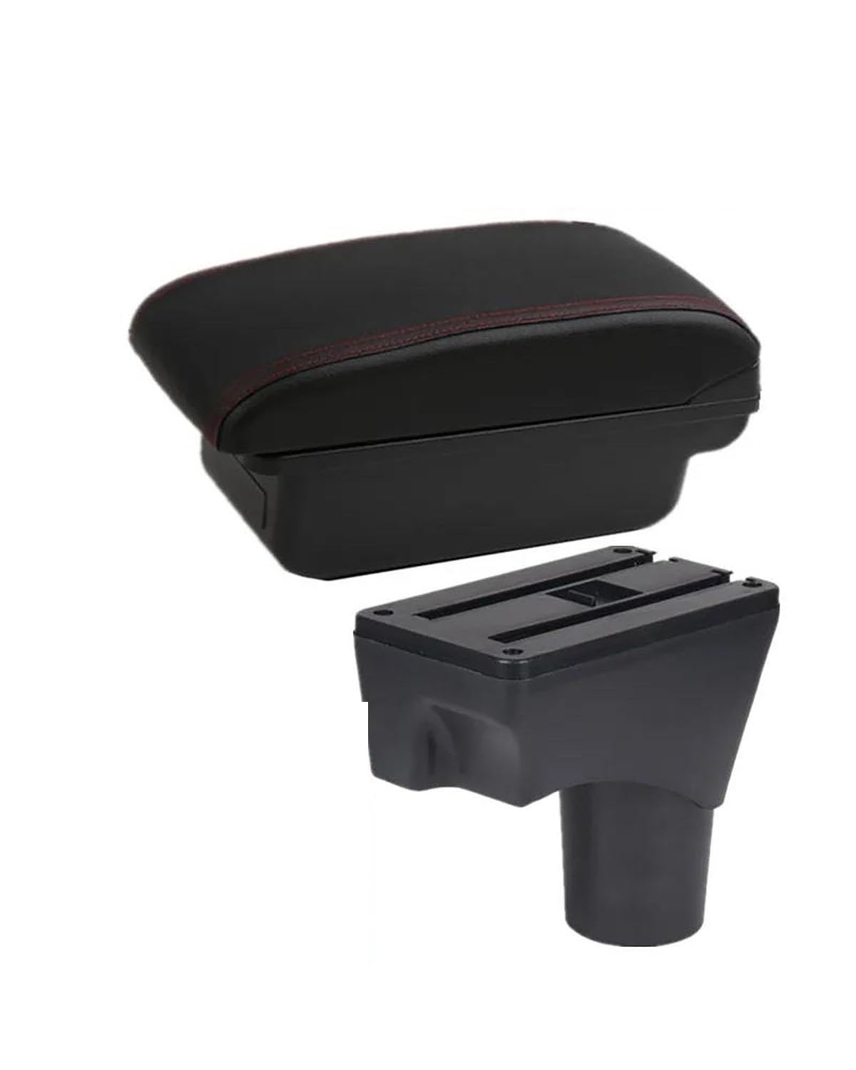 Mittelarmlehne Für Micra K13 MK4 IV Sunny Armlehne Box Auto Armlehne Box 2010-2023 Lagerung Box Innen Auto Zubehör Car Armrest Portable Handle(A1 Black red NO USB) von HUYHSD