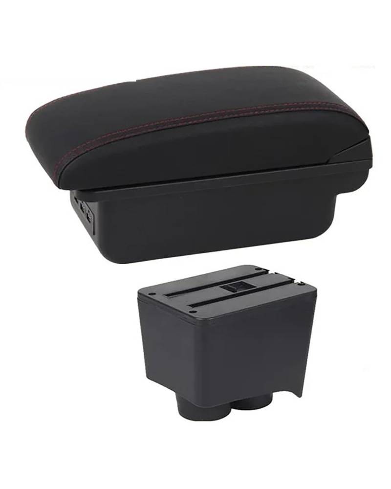 Mittelarmlehne Für Polo Für Mk4 2002 2003 2004 2005 2006 2007 2008 2009 2010 Auto Armlehne Box Center Console Lagerung USB Car Armrest Portable Handle(C1 Red Line) von HUYHSD