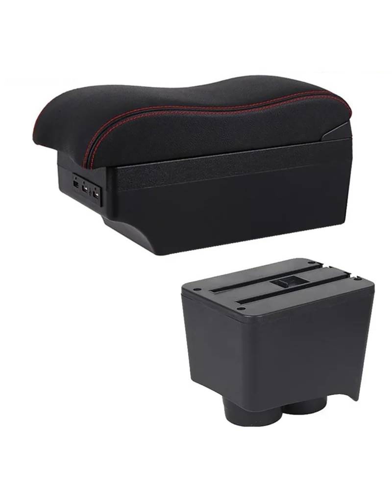 Mittelarmlehne Für Polo Für Mk4 2002 2003 2004 2005 2006 2007 2008 2009 2010 Auto Armlehne Box Center Console Lagerung USB Car Armrest Portable Handle(C2 Red Line) von HUYHSD